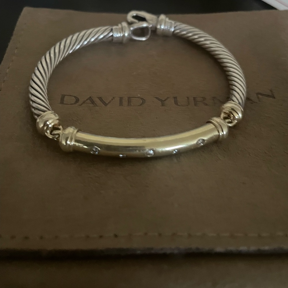 David Yurman Metro Cable Bracelet (14K Gold, Sterling Silver and Diamonds)